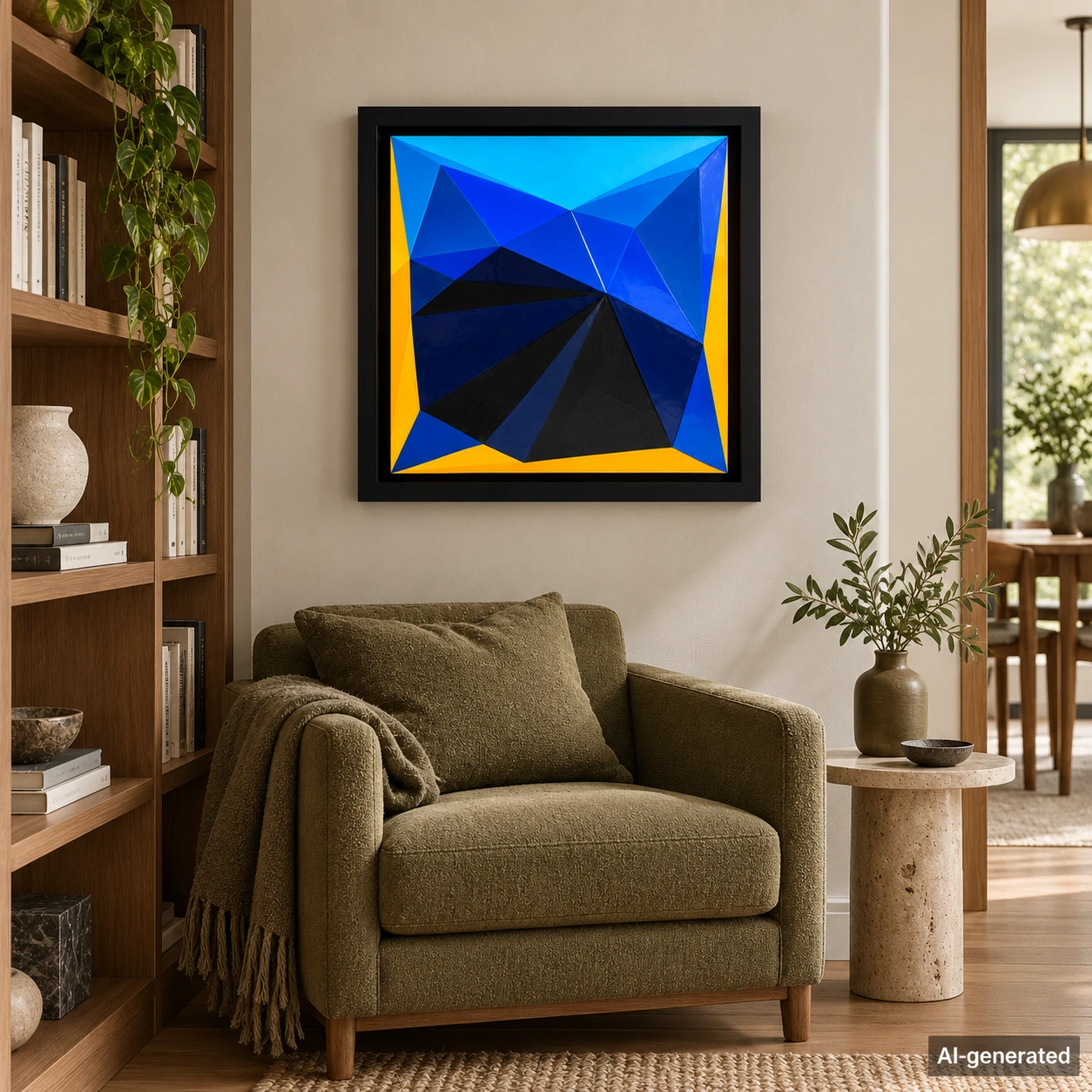 AI-generated interior mockup of Shallow Relief and Saturation in a reading corner